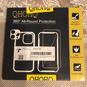 QHOHQ 360 ALL AROUND PROTECTION (5-1) PIECE IPHONE 14 PRO MAX CASE BLACK